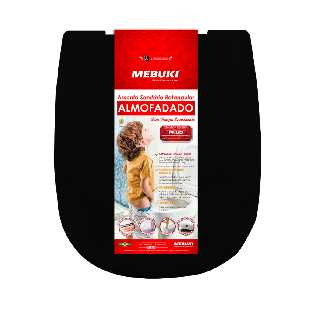 Assento Sanitário Retangular Preto: Conforto e Estilo Premier