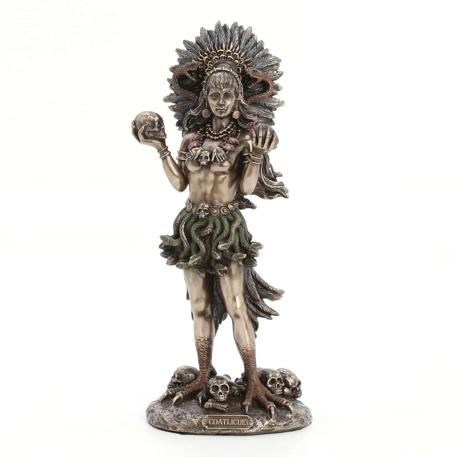Estátua Coatlicue Asteca em Resina com Acabamento Bronze Antigo - 24cm