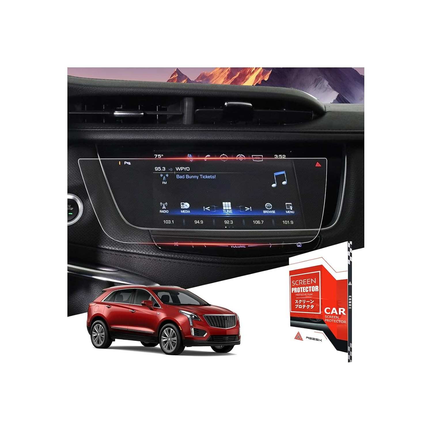 Protetor de Tela ASZSK para Cadillac XT5/XT6 2017-2025: Transparência HD e Proteção Militar 9H+