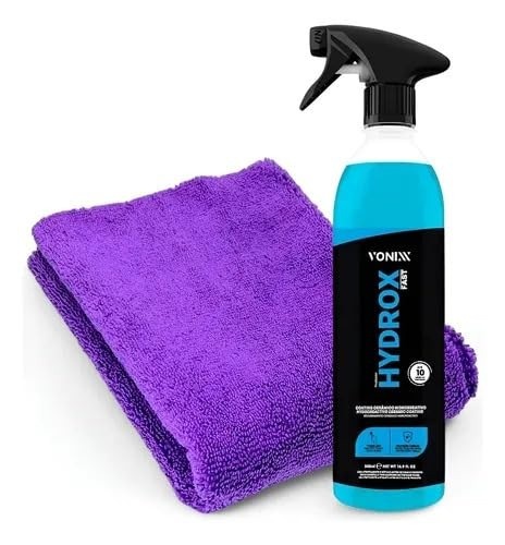 Kit Hydrox Fast 500ml + Toalha Microfibra - Coating Cerâmico Hidrorreativo com Proteção de Até 10 Meses