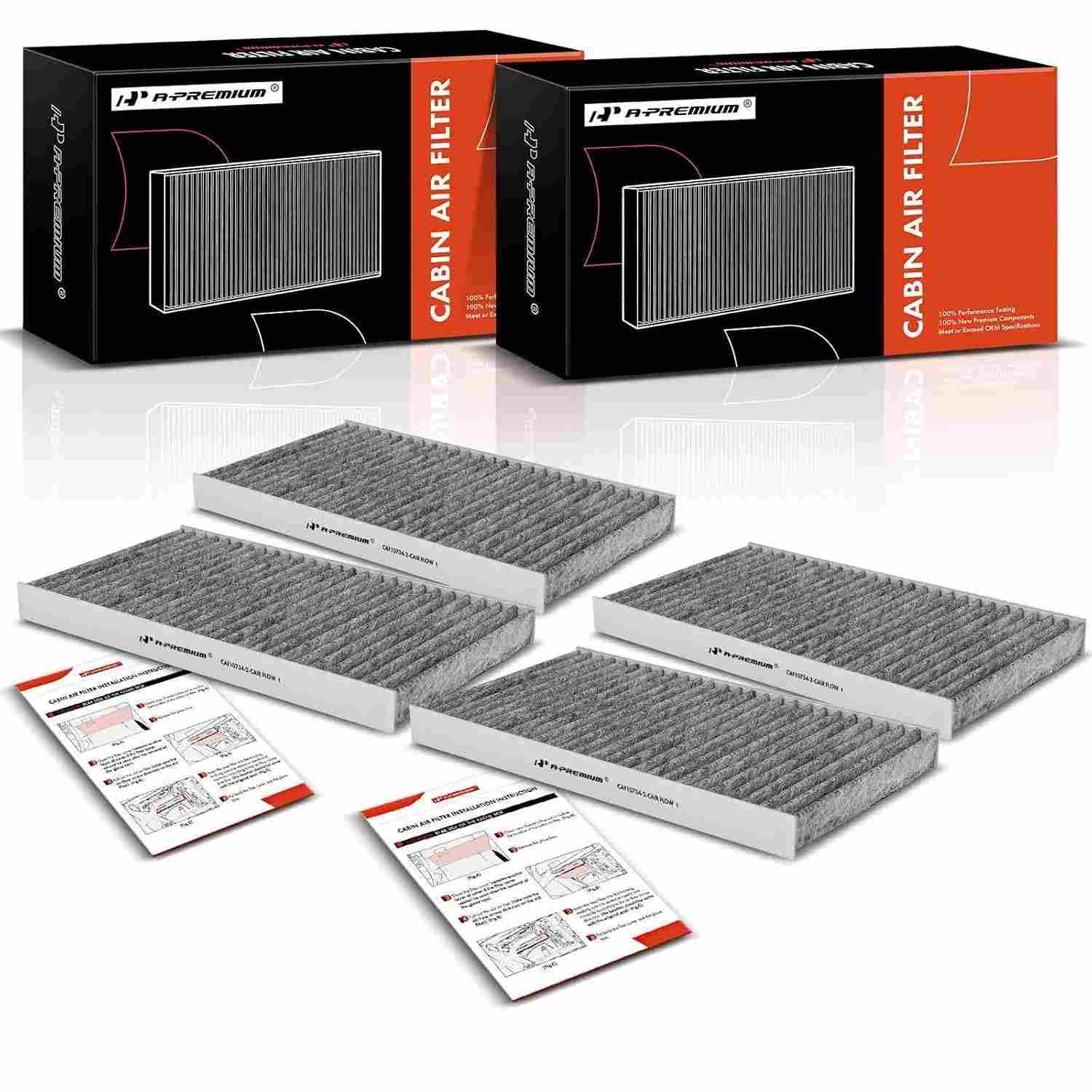Kit 4 Filtros de Ar de Cabine com Carvão Ativado para Kia Sorento 2003-2009 - Ar Puro e Limpo