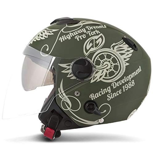 Capacete Aberto Pro Tork New Atomic Highway Dreams Fosco Verde Tam. 56 - Estilo e Segurança