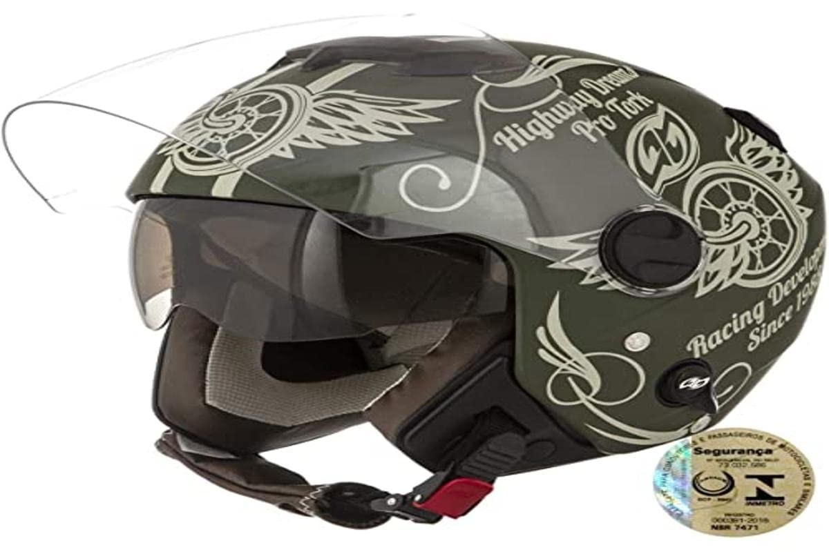 Capacete Aberto Pro Tork New Atomic Highway Dreams Fosco Verde - Segurança e Estilo