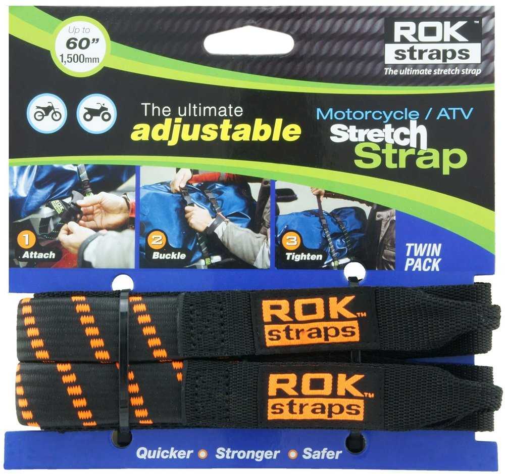 ROK Straps ROK-10031: Alça Elástica Ajustável Preta/Laranja para Motos e ATVs (45cm-152cm)