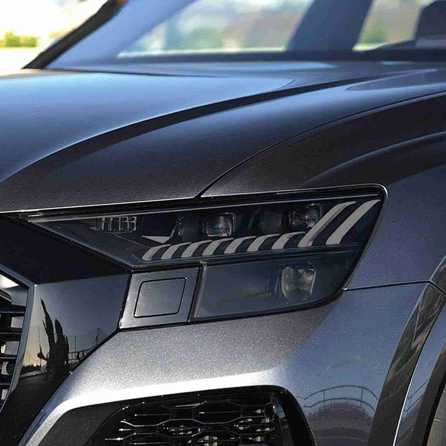 Película Protetora para Farol de Carro - TPU Transparente Fumê Preto para Audi Q8/SQ8/RSQ8 2019-2022