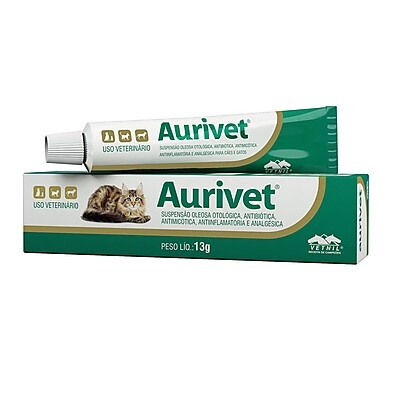 Aurivet Suspensão Oleosa Otológica Vetnil 13g – Tratamento Completo para Otites em Cães e Gatos