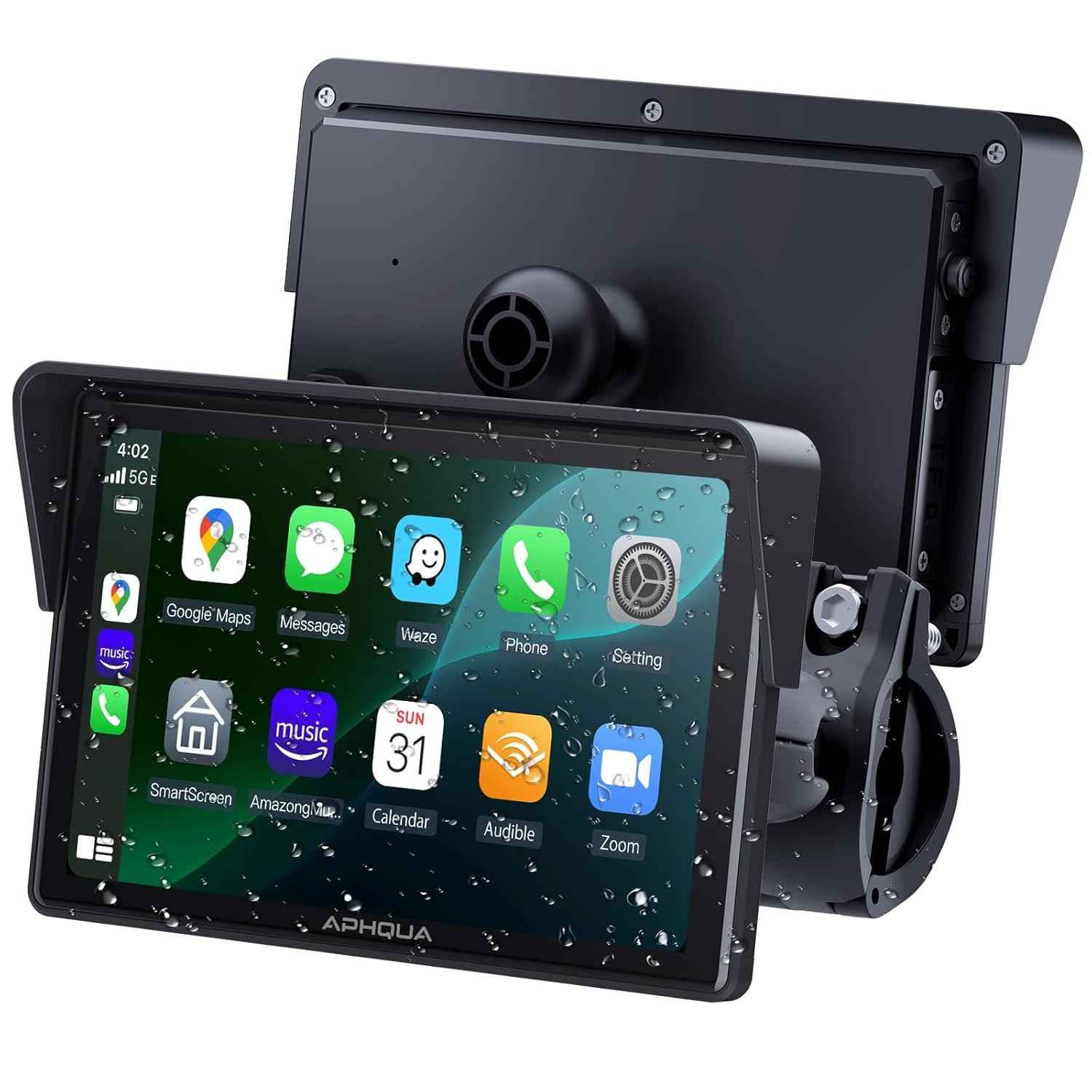 Tela Automotiva APHQUA 522: CarPlay & Android Auto Sem Fio para Motos - 5" IPS, IP67, Bluetooth Duplo