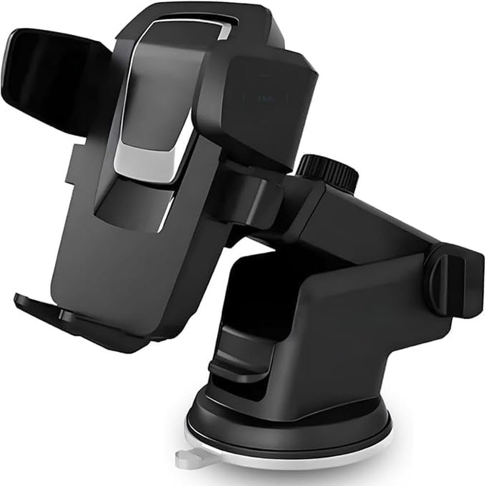 Suporte de Celular para Carro com Trava Automática e Giro 360° - Fixação Premium no Painel/Vidro