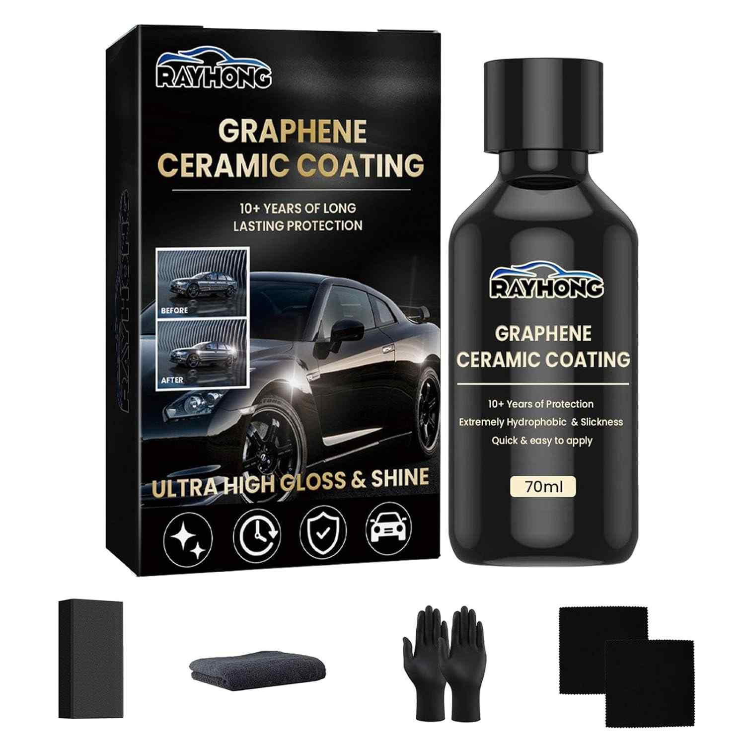 Revestimento Automático de Grafeno Cerâmico 2,3 oz - Proteção Profissional Anti-UV e Impermeável para Carros e Rodas