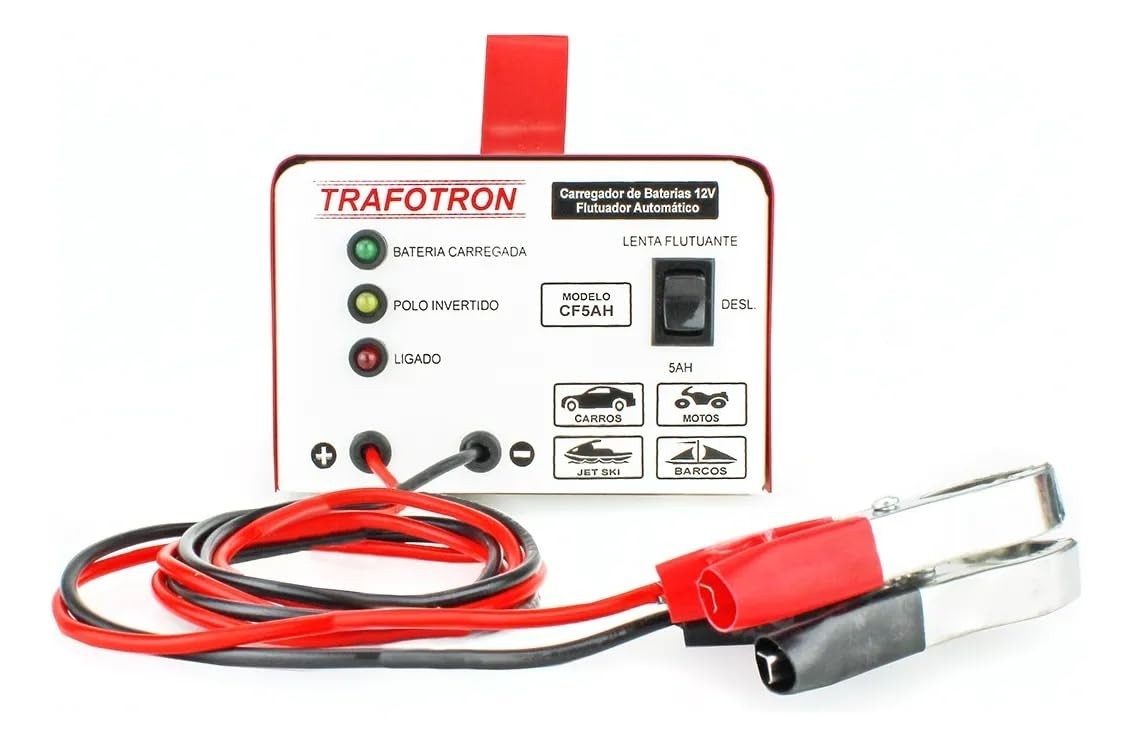 Carregador de Bateria Automotiva 12V 5Ah: Carga Lenta e Flutuante para Carro e Moto