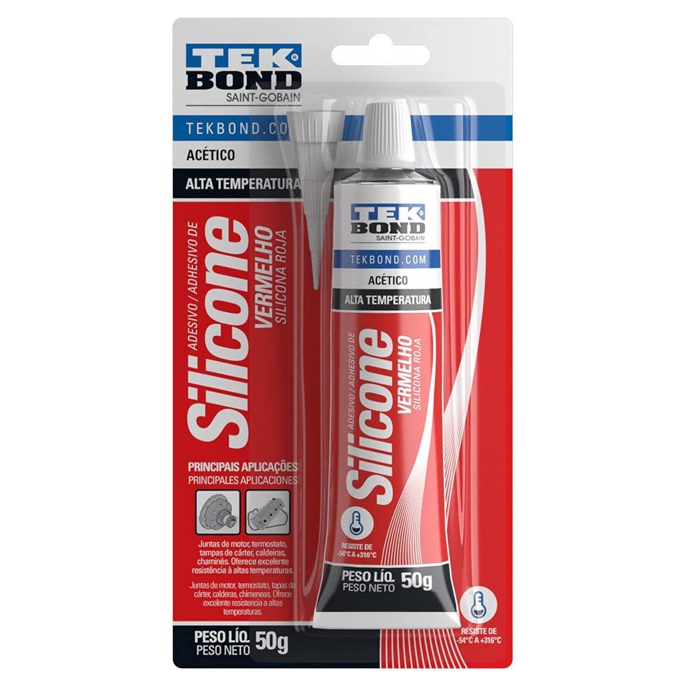 Silicone Acético Alta Temperatura Vermelho 50g - Vedação Automotiva e Industrial TEKBOND