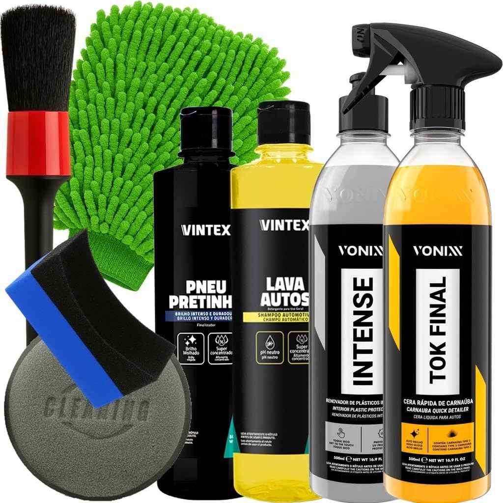 Kit Lavagem Automotiva Vonixx Completo: Tok Final, Intense, Lava Autos, Pretinho e Acessórios
