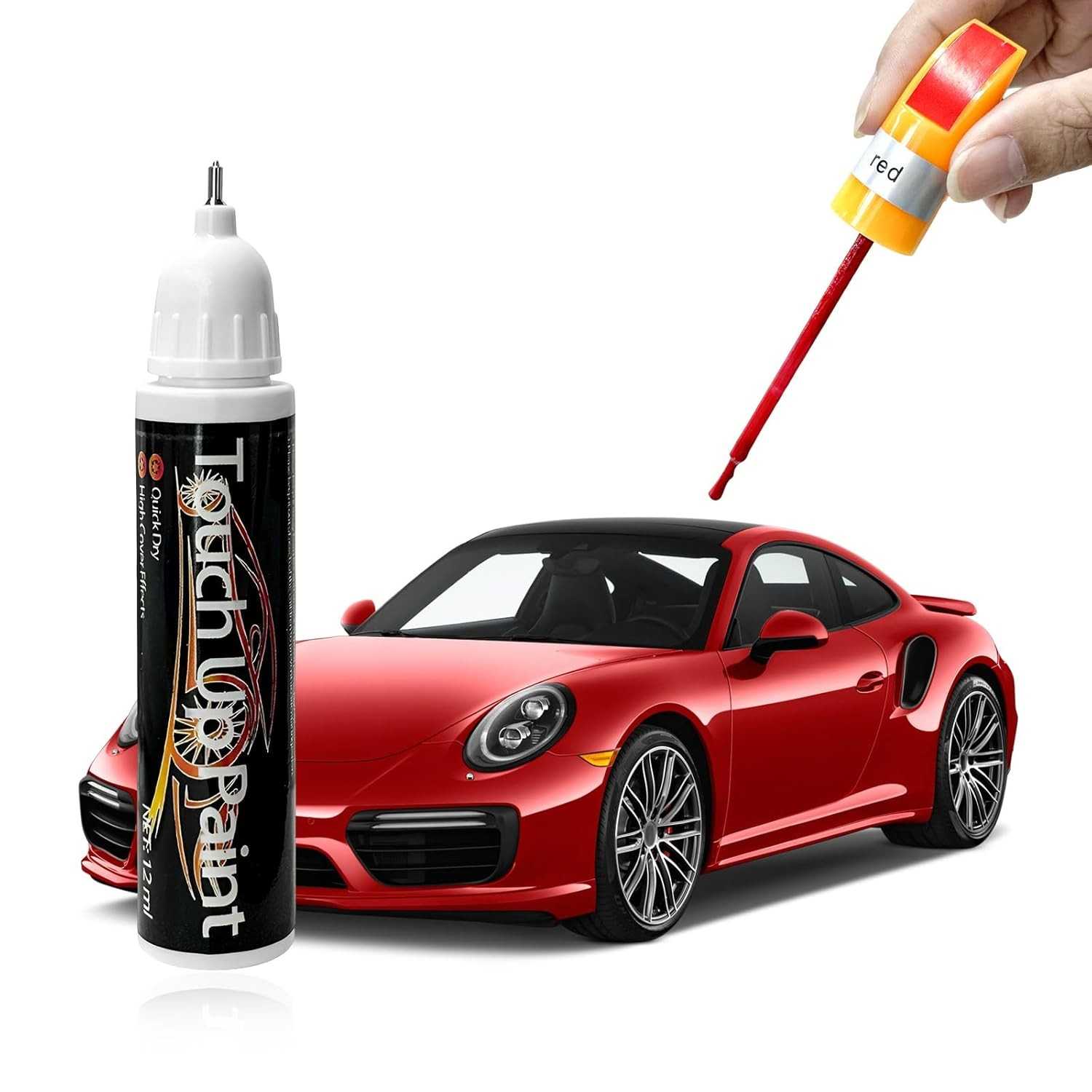 Caneta de Retoque Automotivo 2 em 1 - Tinta de Secagem Rápida com Ponta de Precisão e Pincel para Arranhões e Lascas