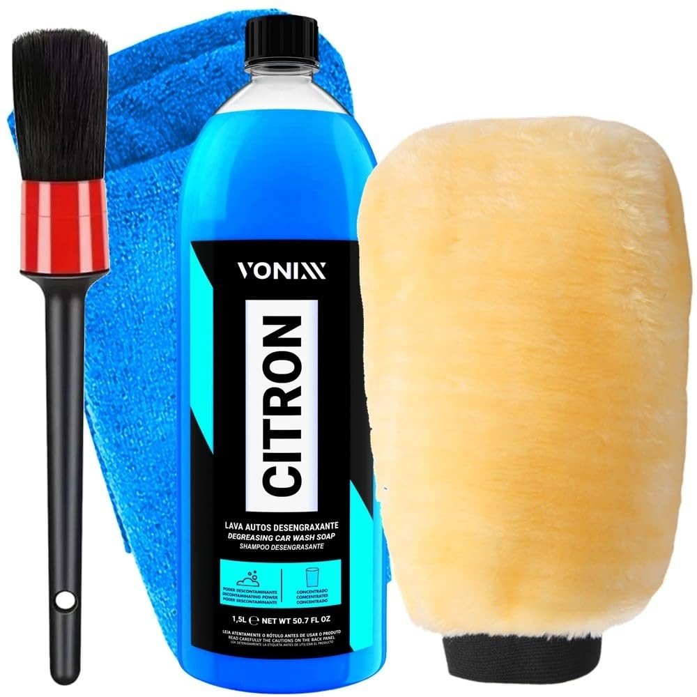 Kit Essencial Citron 1,5L Vonixx + Luva Lã Karbox: Detalhamento Automotivo Completo