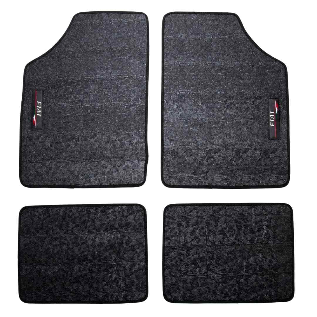 Tapete Automotivo Emborrachado Universal Uno Mobi Strada 4 Peças Logo Bordado Couro Preto