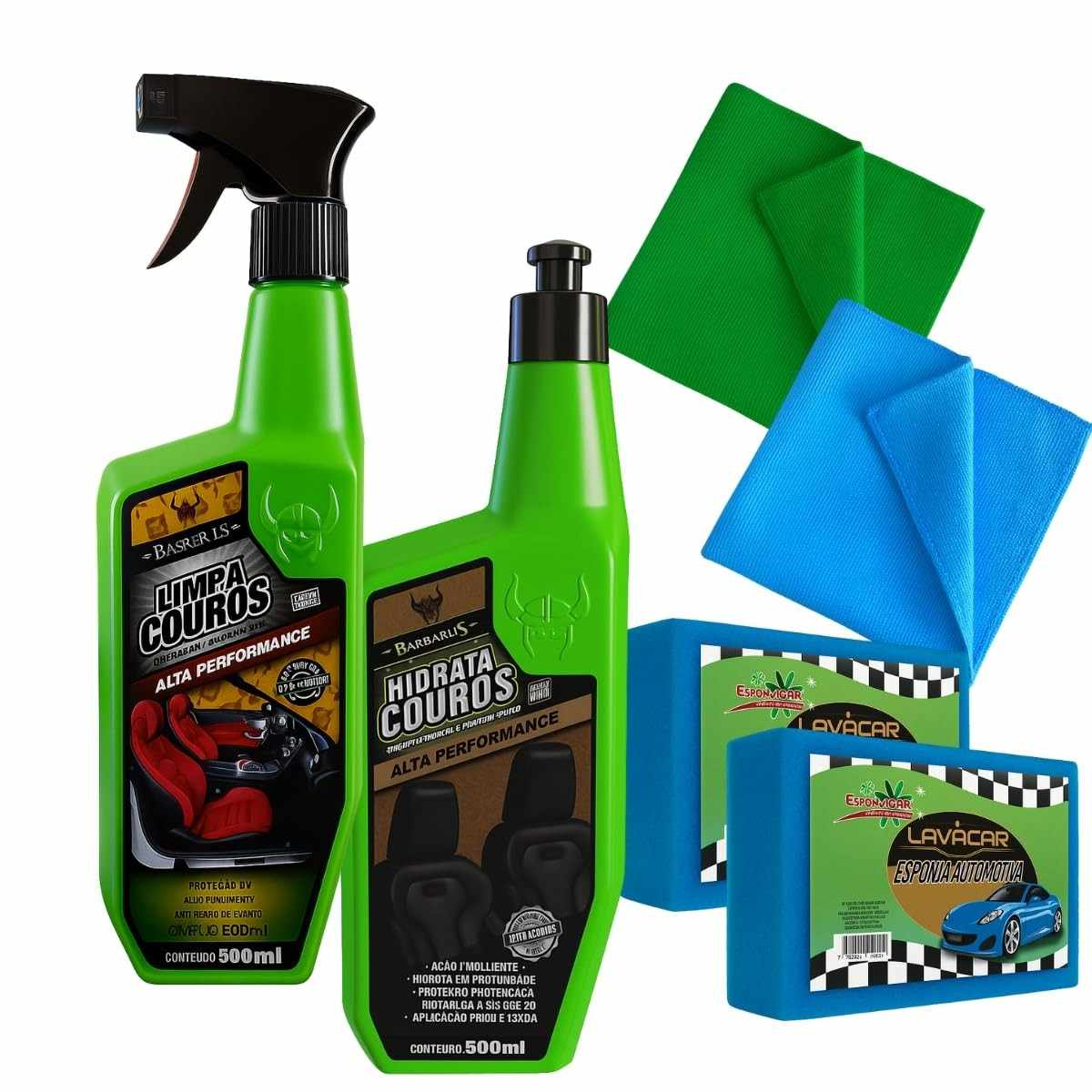 Kit Completo Limpa e Hidrata Couro Automotivo 500ml: Renovação e Proteção Profissional