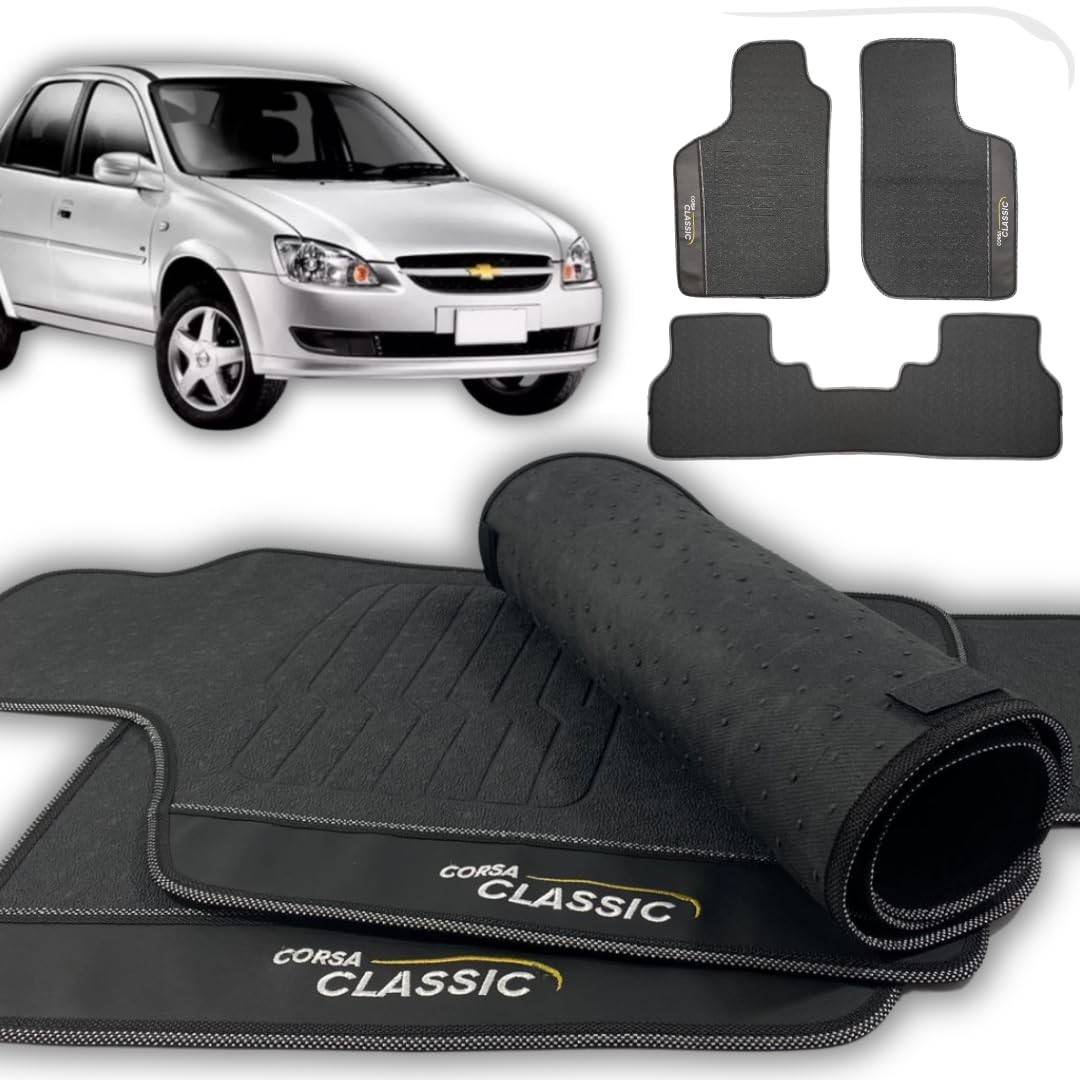 Jogo de Tapetes Automotivos Emborrachados Premium para Corsa Classic (2003-2015) - 3 Peças