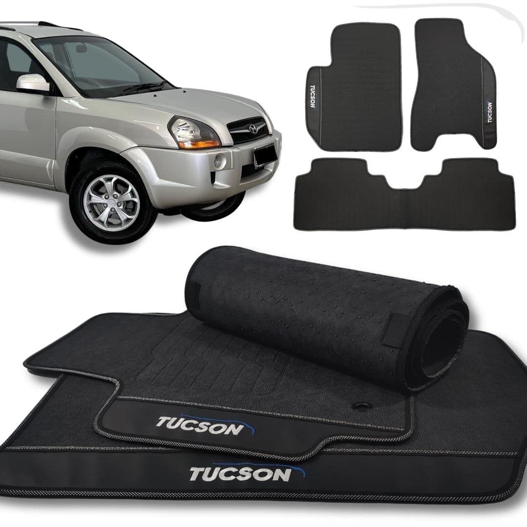 Jogo de Tapetes Automotivos Emborrachados Premium para Hyundai Tucson (2004-2016) - 3 Peças