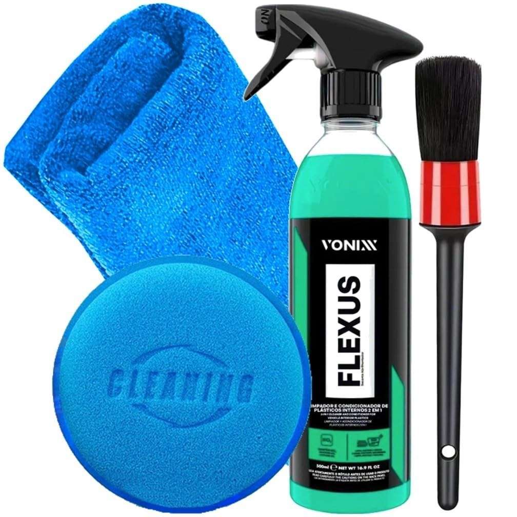 Kit Completo Flexus Vonixx: Limpeza e Hidratação Profissional para Plásticos Automotivos