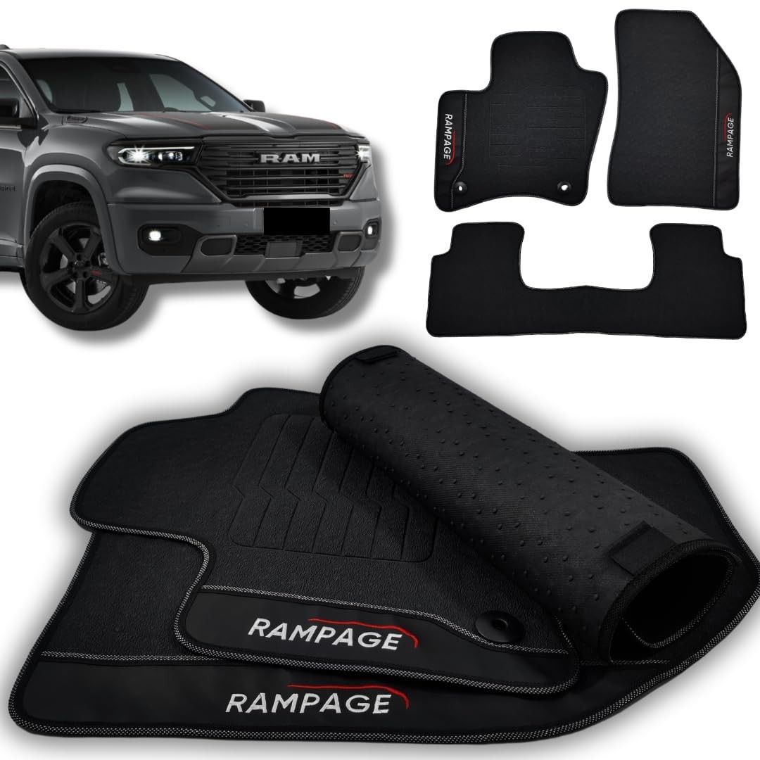 Tapetes Automotivos Emborrachados Premium para Rampage 2023-2025 | Proteção Completa do Assoalho