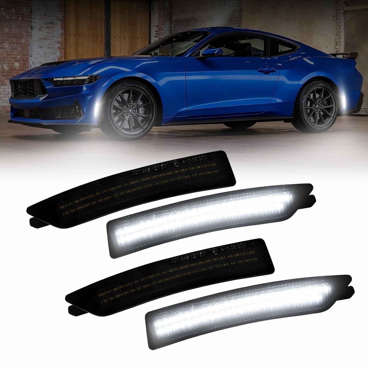 Luzes de LED Laterais AUTOONE para Ford Mustang 2024-2025: Upgrade Brilhante e Durável