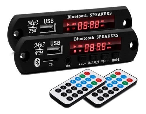 Kit 2 Placas Decodificadoras Bluetooth USB FM Auxiliar MP3 Top