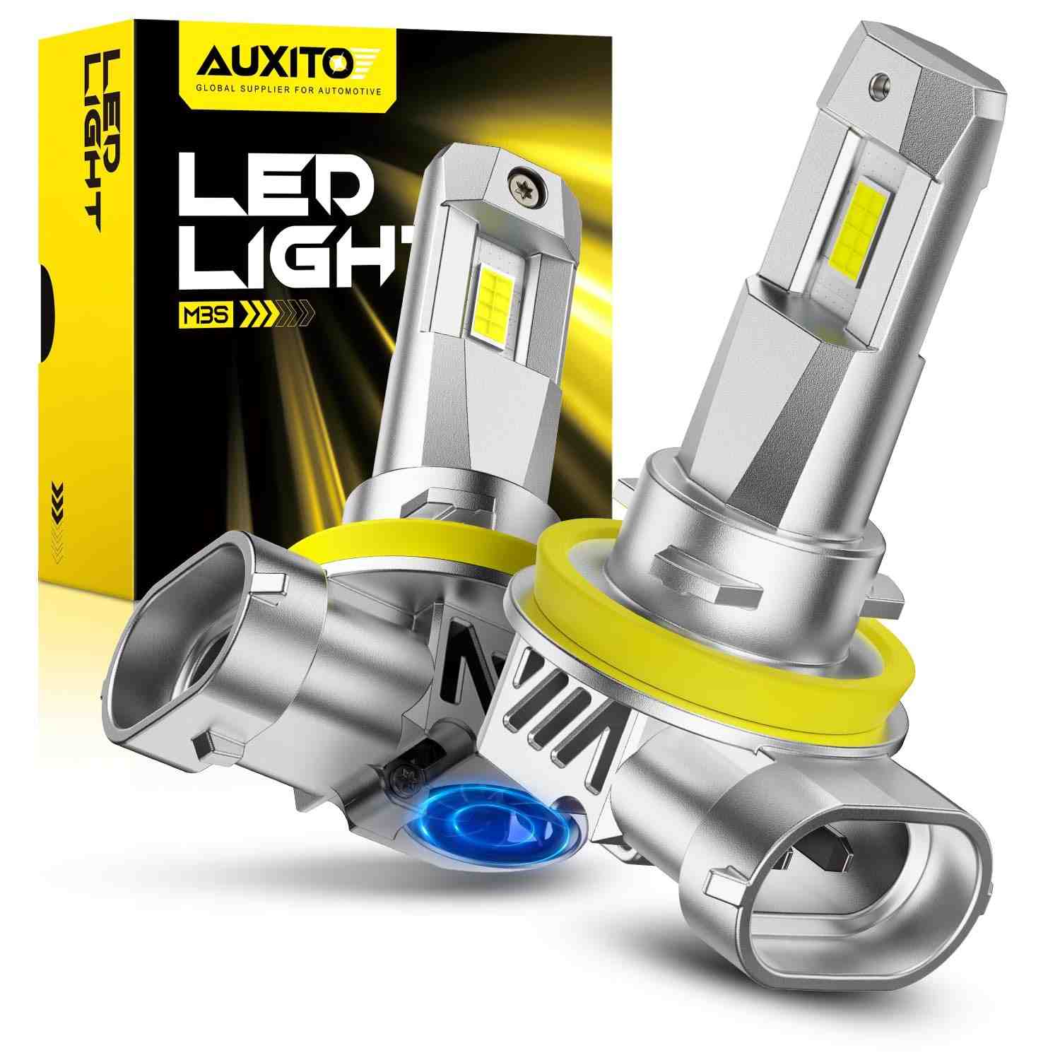 Lâmpadas LED H11/H8/H9 AUXITO: Brilho Intenso 1000%, 6500K, Plug and Play - Visibilidade Superior!