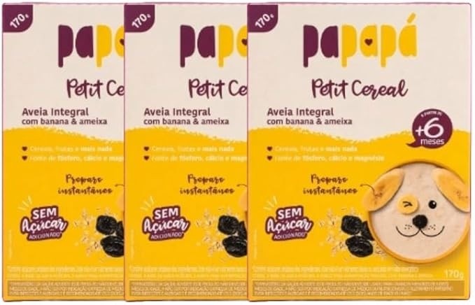 Kit 3X: Cereal Infantil Aveia, Banana e Ameixa Papapá 170g