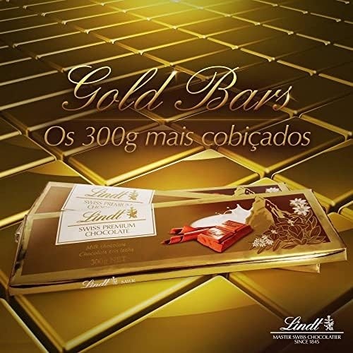 Chocolate Lindt Premium, Ao Leite Com Avelã, Barra de 300g