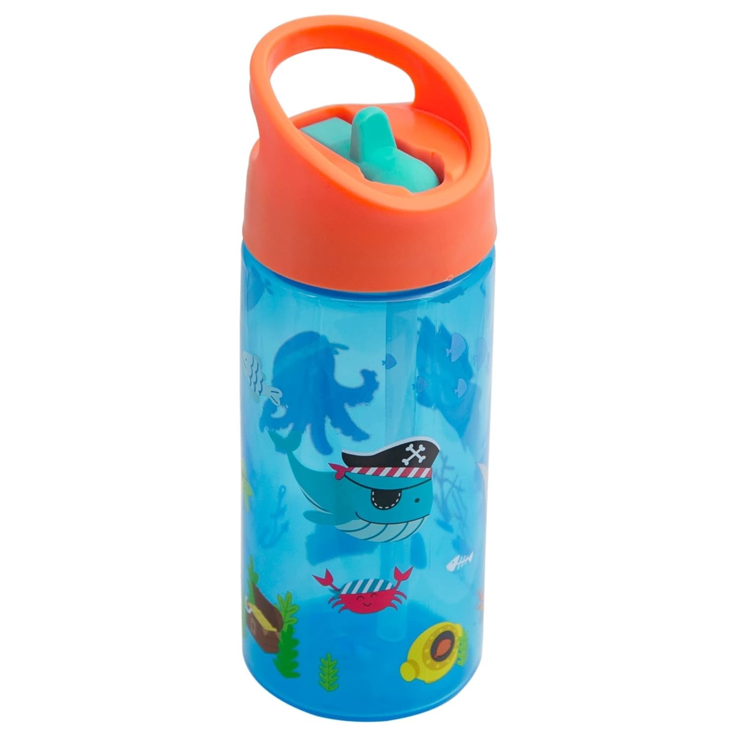 Garrafa Aventuras Pirata 400ml Azul - Segura, Leve e Divertida para Crianças