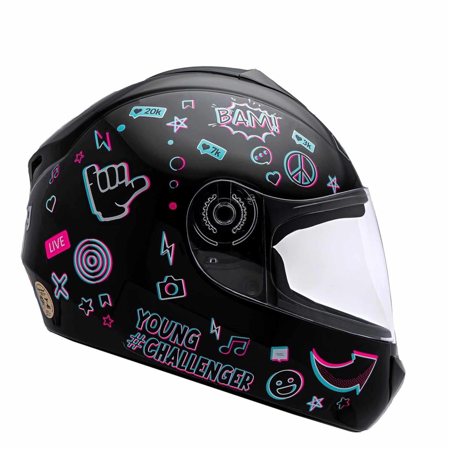 Capacete Moto Infantil Fly Young Live Preto Brilhante: Segurança e Estilo para Pequenos Aventureiros