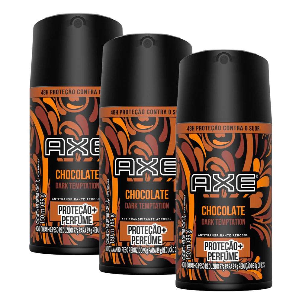 Axe Dark Temptation: Kit 3 Desodorante para Homem