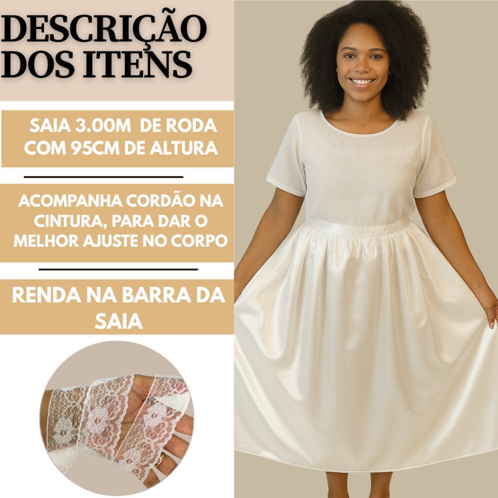 Saia Cetim Umbanda: Roda 3m, Luxo e Axé!