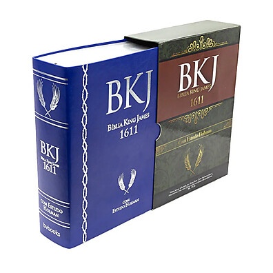 Bíblia King James Fiel com Estudo Holman – Capa Luxo Azul