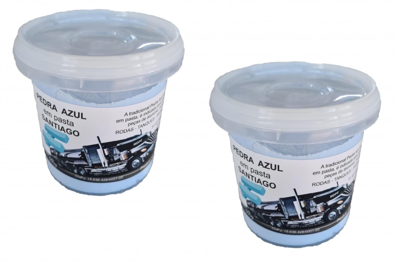 Kit 2 Pedra Azul Em Pasta P Polimento (500gr) Roda Tanq Crom