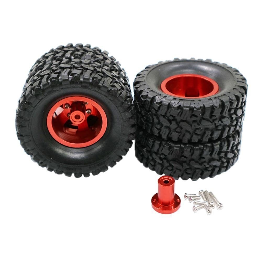 4 Pneus de Borracha Vermelhos para Caminhões RC B14, B16, B24, B36, Q61 - Grip e Performance Superior
