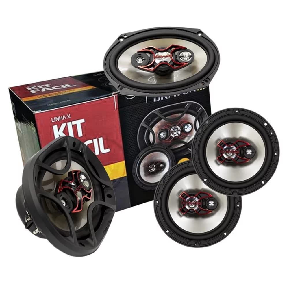 Kit Alto Falantes Bravox Kit Fácil X B4X69X (6x9") + B3X60X (6") - Som Potente para Seu Carro