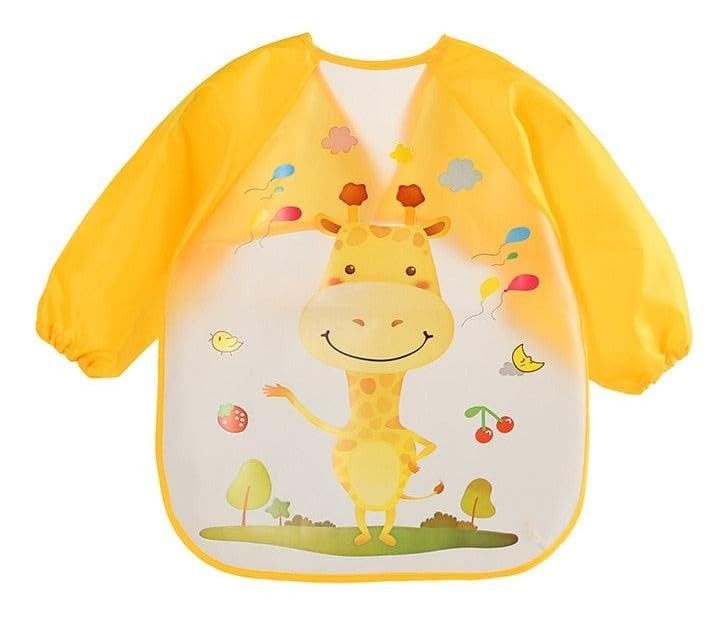 Babador de Bebê com Manga Longa Estampado Impermeável - Segurança e Estilo na Alimentação