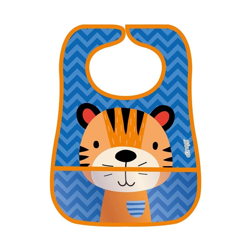 Babador Impermeável com Bolso Coletor - Tigre, Clingo, Rosa | Proteção e Estilo para Bebês