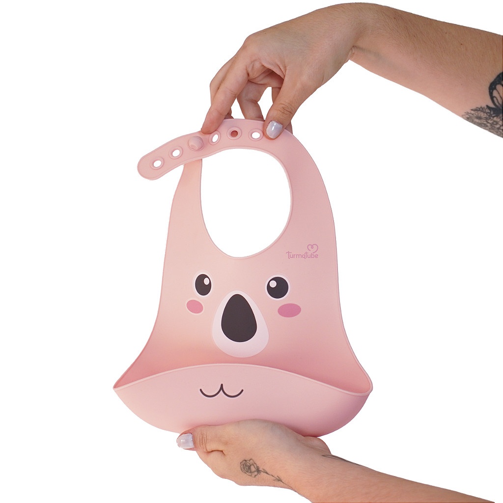 Babador de Silicone Rosa Coala: Prático e Divertido!