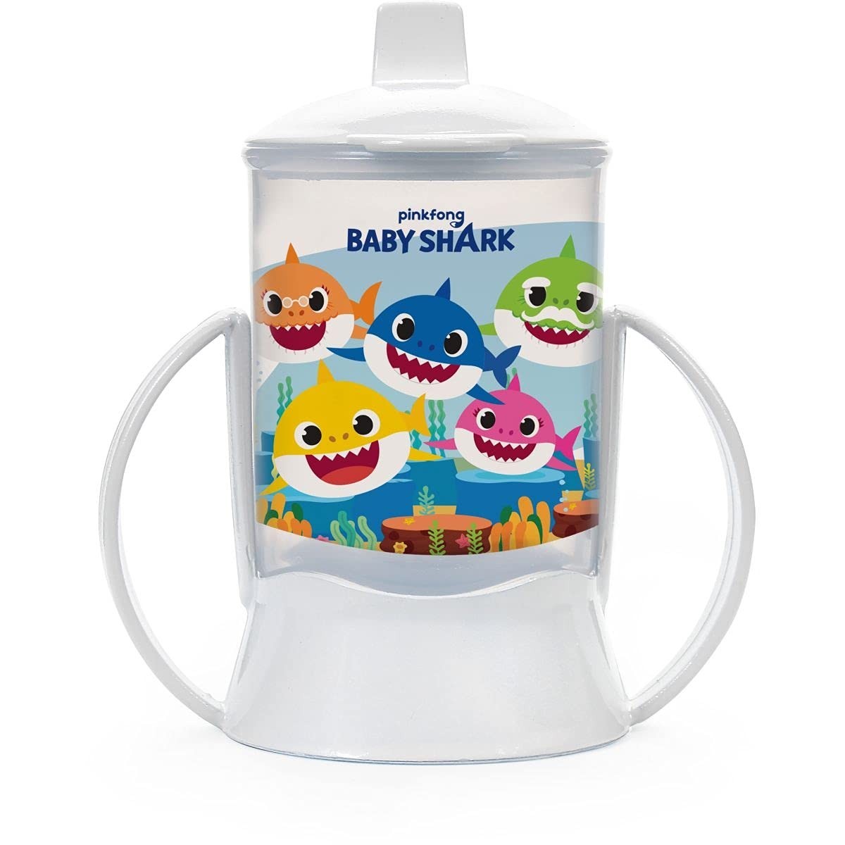 Copo Baby Shark 200ml com Alça e Tampa - Ideal para Treinamento e Diversão