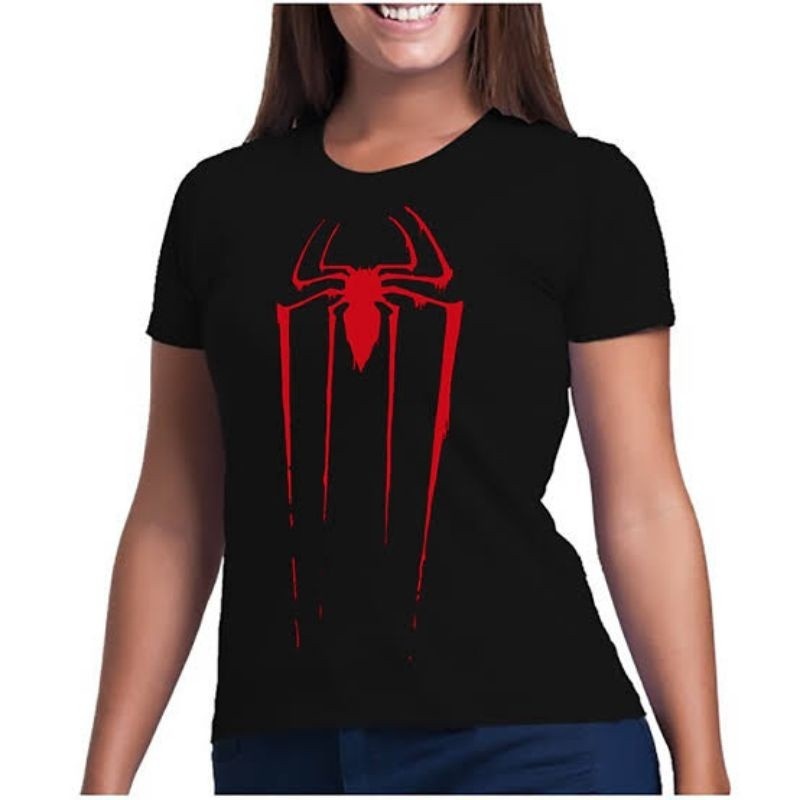 Baby Look Feminina Aranha Spiderman 100% Algodão