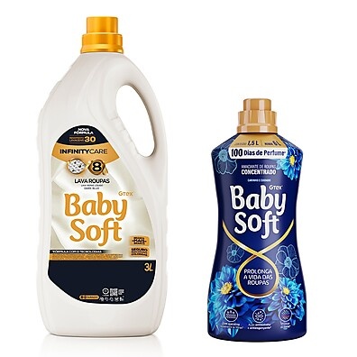Baby Soft: Lava Roupas + Amaciante 3L+1,5L