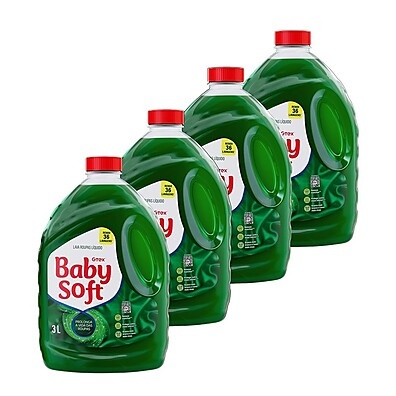Baby Soft Líquido: 4x3L de Limpeza Suave