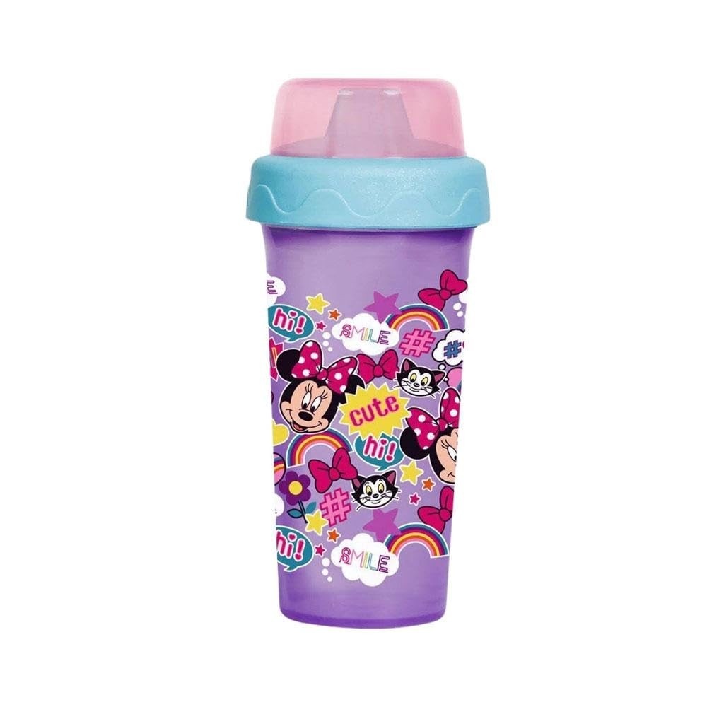 Copo Premium com Válvula Disney 340ml Minnie Rosa Babygo - Seguro, Leve e Ideal para Bebês