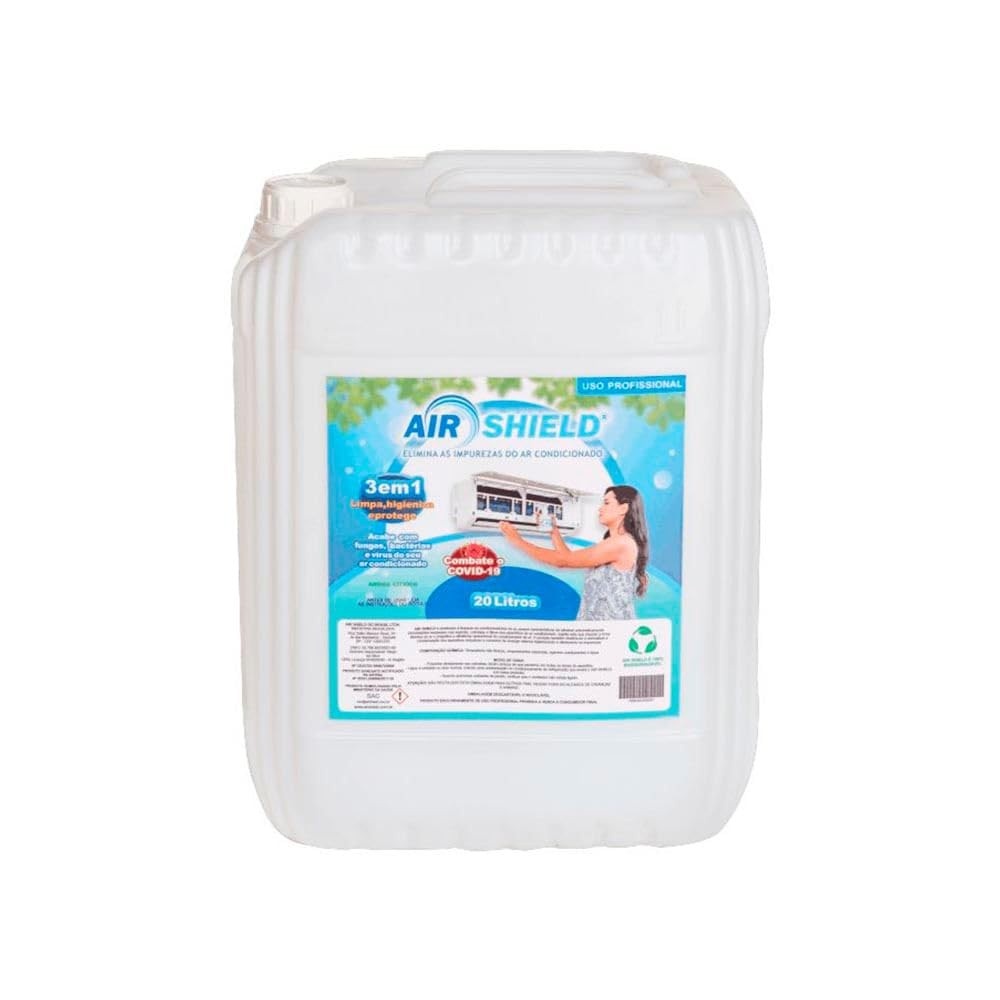 Air Shield Higienizador Bactericida para Ar Condicionado - Líquido 20L - Elimine Bactérias e Odores