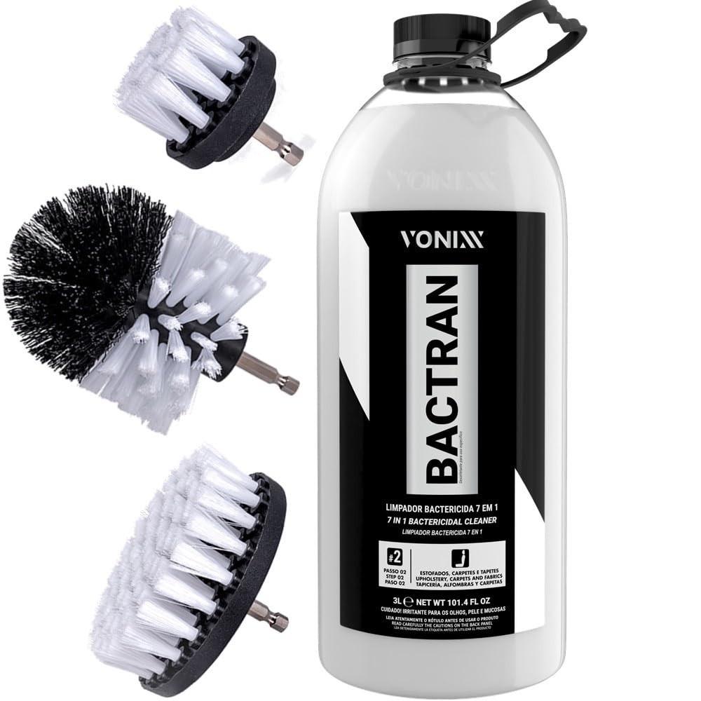 Kit Limpeza Profissional Bactran 3L Vonixx + 3 Escovas Rotativas Karbox