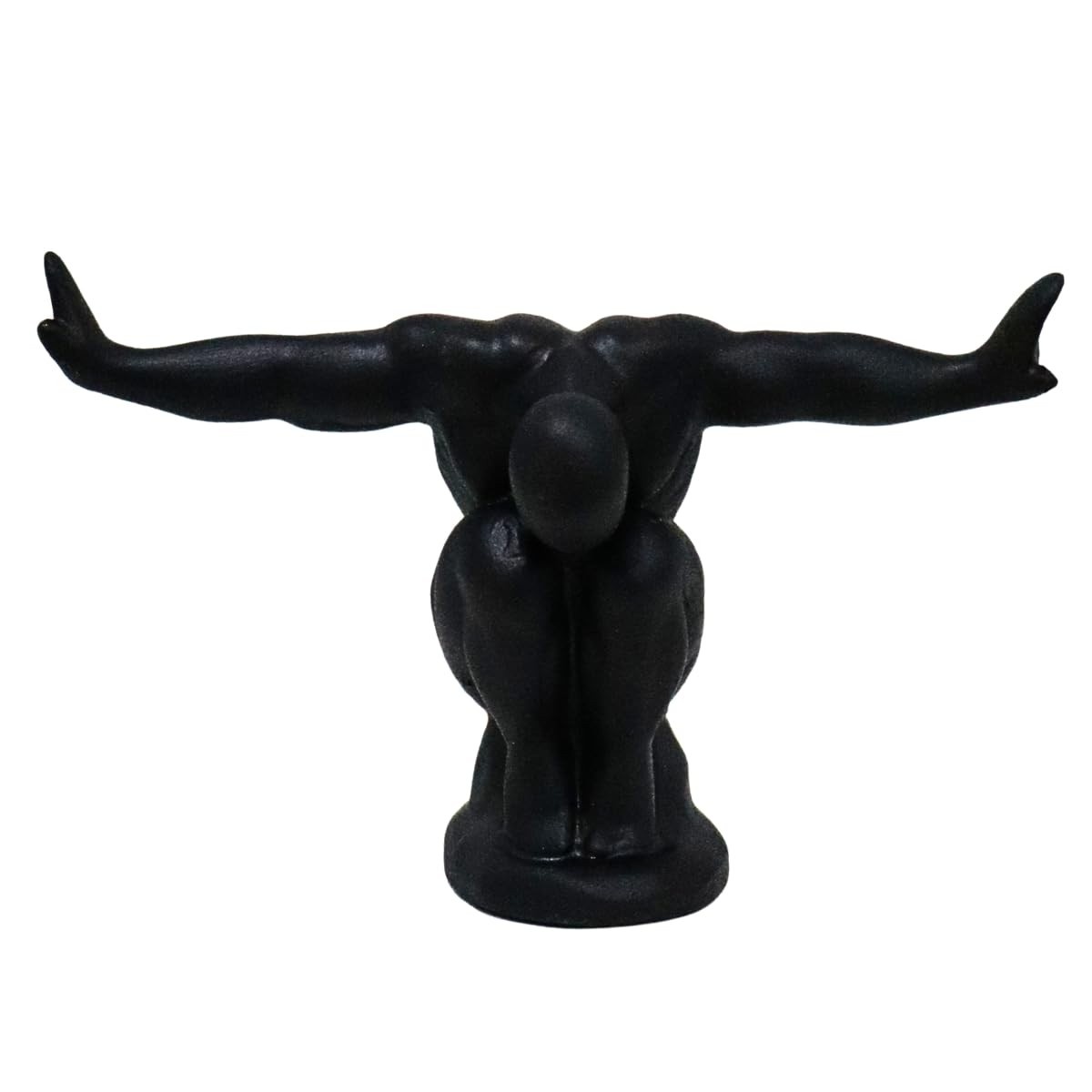 Estatueta Abstrata Homem Cabeça Baixa com Braços Abertos - Escultura Contemporânea para Decoração de Escritório