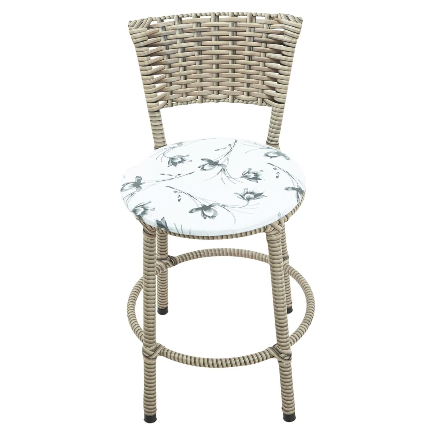 BANQUETA BAIXA ENCAPADA PARA COZINHA E ÁREA GOURMET - DESIGN BRANCO FLORIDO