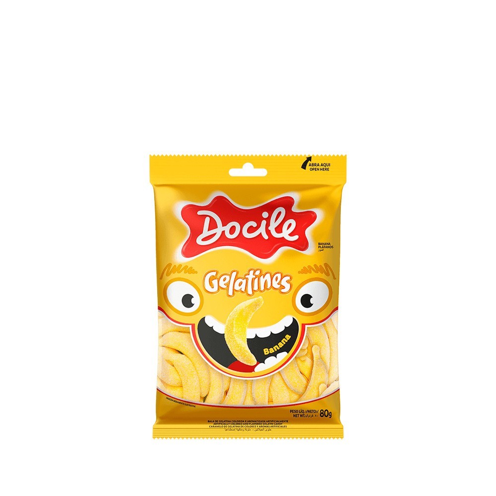 Bala de Gelatina Sabor Banana 80g - Docile